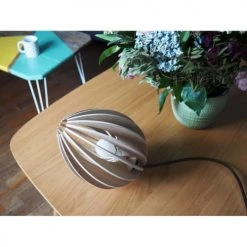 Gone's Lampes à Poser Lampe à Poser En Bois Chêne Naturel Avec Fil Noir -Luminaires Contemporain Soldes lampe a poser en bois chene naturel avec fil noir 3