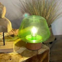 Pirouette Paris Lampes à Poser Lampe à Poser En Verre Base En Métal Effet Bois