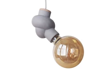 Gone's Lustres Lampe à Suspendre En Béton Et Bois Cordon Noir Ampoule LED Edison 5 Gone's Lustres Lampe à Suspendre En Béton Et Bois Cordon Noir Ampoule LED Edison – Image 5