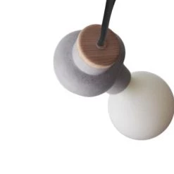 Gone's Lustres Lampe à Suspendre En Béton Et Bois Cordon Noir Ampoule LED Porcelaine -Luminaires Contemporain Soldes lampe a suspendre en beton et bois cordon noir ampoule led porcelaine 2