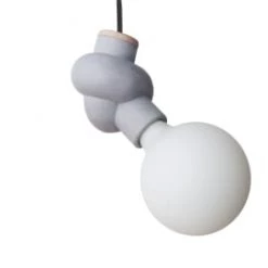 Gone's Lustres Lampe à Suspendre En Béton Et Bois Cordon Noir Ampoule LED Porcelaine -Luminaires Contemporain Soldes lampe a suspendre en beton et bois cordon noir ampoule led porcelaine 4