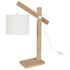 Tosel Lampes à Poser Lampe Bureau Bois Naturel Et écru