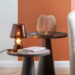 Present Time Lampes à Poser Lampe Classique En Verre Marron 25x16cm -Luminaires Contemporain Soldes lampe classique en verre marron 25x16cm 2