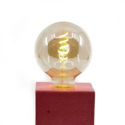 Junny Lampes à Poser Lampe Cube En Béton Rouge Fabrication Artisanale