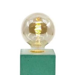 Junny Lampes à Poser Lampe Cube En Béton Bleu Pétrole Fabrication Artisanale -Luminaires Contemporain Soldes lampe cube en beton turquoise fabrication artisanale 2