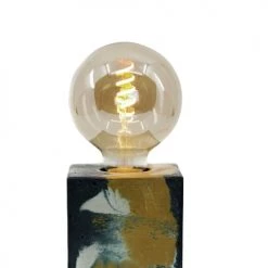 Junny Lampes à Poser Lampe Cube Marbré En Béton Jaune & Bleu