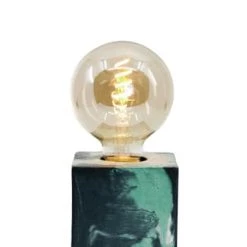 Junny Lampes à Poser Lampe Cube Marbré En Béton Rose & Turquoise -Luminaires Contemporain Soldes lampe cube marbre en beton turquoise bleu