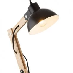 Globo Lampes à Poser Lampe De Bureau En Bois Noir -Luminaires Contemporain Soldes lampe de bureau en bois noir 6
