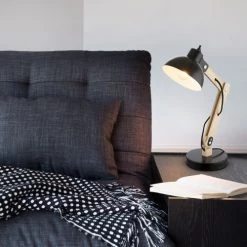 Globo Lampes à Poser Lampe De Bureau En Bois Noir -Luminaires Contemporain Soldes lampe de bureau en bois noir 7