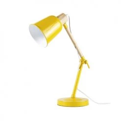 Maisons Du Monde Lampes De Chevet Enfant Lampe De Bureau En Métal Jaune Et Hévéa -Luminaires Contemporain Soldes lampe de bureau en metal jaune et hevea 1000 7 22 181652 2