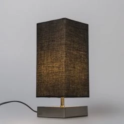 QAZQA Lampes à Poser Lampe De Table En Acier Noir -Luminaires Contemporain Soldes lampe de table en acier noir 3