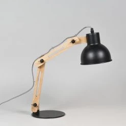 QAZQA Lampes à Poser Lampe De Table En Bois Noir -Luminaires Contemporain Soldes lampe de table en bois noir 4