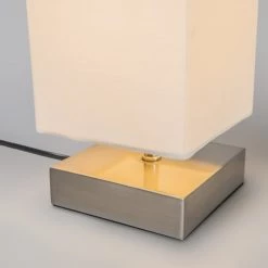 QAZQA Lampes à Poser Lampe De Table En Métal Blanc -Luminaires Contemporain Soldes lampe de table en metal blanc 10