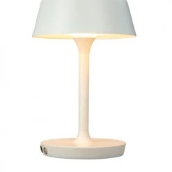 Dyberg Larsen Lampes à Poser Lampe De Table En Métal Blanc Mat Et Métal Brossé, H 30 Cm D 19,5 Cm -Luminaires Contemporain Soldes lampe de table en metal blanc mat et metal brosse h 30 cm d 19 5 cm 2