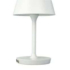 Dyberg Larsen Lampes à Poser Lampe De Table En Métal Blanc Mat Et Métal Brossé, H 30 Cm D 19,5 Cm