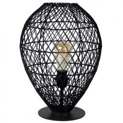 Lucide Lampes à Poser Lampe De Table En Rattan Noir -Luminaires Contemporain Soldes lampe de table en rattan noir 2