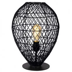 Lucide Lampes à Poser Lampe De Table En Rattan Noir