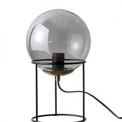 Dyberg Larsen Lampes à Poser Lampe De Table En Verre Fumé Et Métal Noir Mat , H 34 Cm D 20 Cm