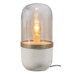 Woood Lampes à Poser Lampe De Table Ou Chevet Métal Et Verre Gris -Luminaires Contemporain Soldes lampe de table ou chevet metal et verre gris 3