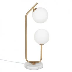Maisons Du Monde Lampes à Poser Lampe Deux Globes En Verre Et Métal Doré, Socle En Marbre Blanc