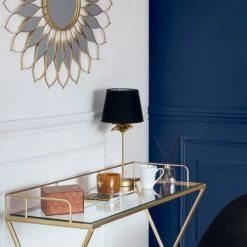 Decoratie Lampes à Poser Lampe Droite Palmier Doré H45,5cm -Luminaires Contemporain Soldes lampe droite palmier dore h45 5cm 3