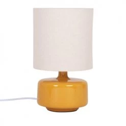 Maisons Du Monde Lampes à Poser Lampe En Céramique Jaune Et Abat-jour En Coton écru