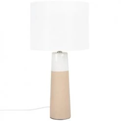Maisons Du Monde Lampes à Poser Lampe En Céramique Marron Et Abat-jour En Coton Blanc