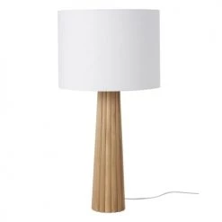 Maisons Du Monde Lampes à Poser Lampe En Chêne Strié Et Abat-jour En Coton Blanc