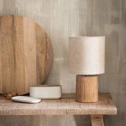 Maisons Du Monde Lampes à Poser Lampe En Eucalyptus Et Abat-jour En Coton écru -Luminaires Contemporain Soldes lampe en eucalyptus et abat jour en coton ecru 1000 14 1 216645 5