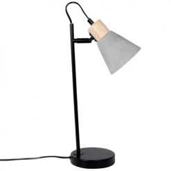 Maisons Du Monde Lampes à Poser Lampe En Métal Noir Et Abat-jour En Bois De Chêne Marron Et Béton Gris