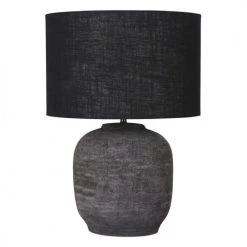 Maisons Du Monde Lampes à Poser Lampe En Terre Cuite Noire Et Abat-jour En Jute Teinté Noir H65
