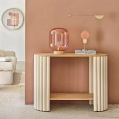 Maisons Du Monde Lampes à Poser Lampe Globe En Verre Teinté Rose Et Frêne -Luminaires Contemporain Soldes lampe globe en verre teinte rose et frene 1000 10 26 219089 4