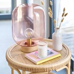 Maisons Du Monde Lampes à Poser Lampe Globe En Verre Teinté Rose Et Frêne -Luminaires Contemporain Soldes lampe globe en verre teinte rose et frene 1000 10 26 219089 8