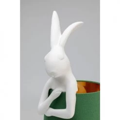 Kare Design Lampes à Poser Lampe Lapin En Polyrésine Blanche Et Abat-jour En Lin Vert H68 -Luminaires Contemporain Soldes lampe lapin en polyresine blanche et abat jour en lin vert h68 4