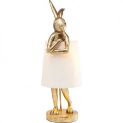Kare Design Lampes à Poser Lampe Lapin En Polyrésine Dorée Et Abat-jour En Lin Beige H68 -Luminaires Contemporain Soldes lampe lapin en polyresine doree et abat jour en lin beige h68 3