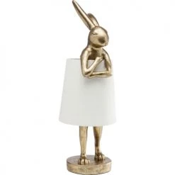 Kare Design Lampes à Poser Lampe Lapin En Polyrésine Dorée Et Abat-jour En Lin Beige H68 -Luminaires Contemporain Soldes lampe lapin en polyresine doree et abat jour en lin beige h68 4