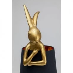 Kare Design Lampes à Poser Lampe Lapin En Polyrésine Dorée Et Abat-jour En Lin Noir H68 -Luminaires Contemporain Soldes lampe lapin en polyresine doree et abat jour en lin noir h68 2
