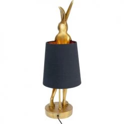 Kare Design Lampes à Poser Lampe Lapin En Polyrésine Dorée Et Abat-jour En Lin Noir H68 -Luminaires Contemporain Soldes lampe lapin en polyresine doree et abat jour en lin noir h68 3