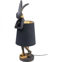 Kare Design Lampes à Poser Lampe Lapin En Polyrésine Noire Et Abat-jour En Lin Noir H68 -Luminaires Contemporain Soldes lampe lapin en polyresine noire et abat jour en lin noir h68 3