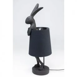 Kare Design Lampes à Poser Lampe Lapin En Polyrésine Noire Et Abat-jour En Lin Noir H68 -Luminaires Contemporain Soldes lampe lapin en polyresine noire et abat jour en lin noir h68 4