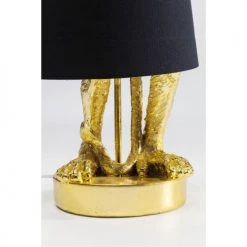 Kare Design Lampes à Poser Lampe Singe Doré En Polyrésine Et Abat-jour En Lin Noir -Luminaires Contemporain Soldes lampe singe dore en polyresine et abat jour en lin noir 4
