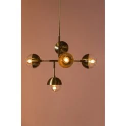 Bepurehome Suspensions Lampe Suspension 5 Lumieres Métal Et Verre Doré -Luminaires Contemporain Soldes lampe suspension 5 lumieres metal et verre dore 2