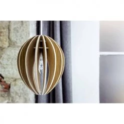 Gone's Suspensions Lampe Suspension Bois Et Béton Chêne Naturel Cordon Blanc -Luminaires Contemporain Soldes lampe suspension bois et beton chene naturel cordon blanc 5