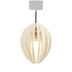 Gone's Suspensions Lampe Suspension Bois Et Béton Frêne Teinté Blanc Cordon Blanc -Luminaires Contemporain Soldes lampe suspension bois et beton frene teinte blanc cordon noir 2