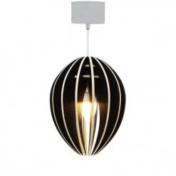 Gone's Suspensions Lampe Suspension Bois Et Béton Frêne Teinté Noir Cordon Blanc