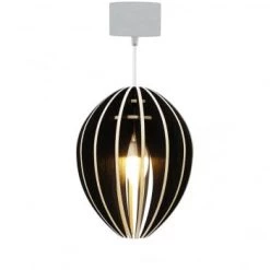 Gone's Suspensions Lampe Suspension Bois Et Béton Frêne Teinté Blanc Cordon Blanc -Luminaires Contemporain Soldes lampe suspension bois et beton frene teinte noir cordon blanc 4