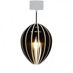 Gone's Suspensions Lampe Suspension Bois Et Béton Frêne Teinté Noir Cordon Noir