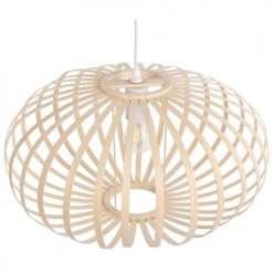 Beliani Suspensions Lampe Suspension Ovale En Bambou Clair -Luminaires Contemporain Soldes lampe suspension ovale en bambou clair 2
