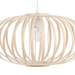 Beliani Suspensions Lampe Suspension Ovale En Bambou Clair