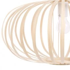 Beliani Suspensions Lampe Suspension Ovale En Bambou Clair -Luminaires Contemporain Soldes lampe suspension ovale en bambou clair 4